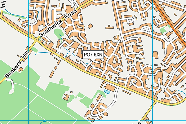 PO7 6XN map - OS VectorMap District (Ordnance Survey)