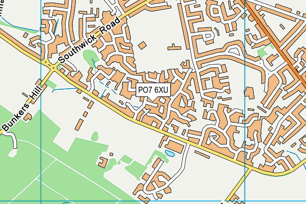 PO7 6XU map - OS VectorMap District (Ordnance Survey)