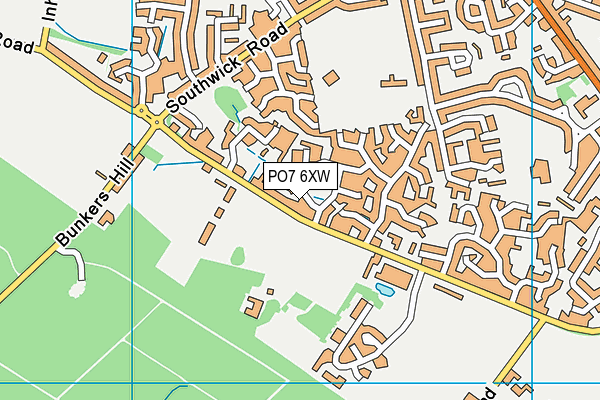 PO7 6XW map - OS VectorMap District (Ordnance Survey)