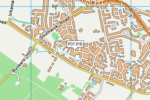 PO7 6YB map - OS VectorMap District (Ordnance Survey)