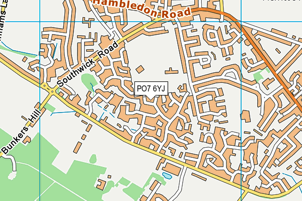 PO7 6YJ map - OS VectorMap District (Ordnance Survey)