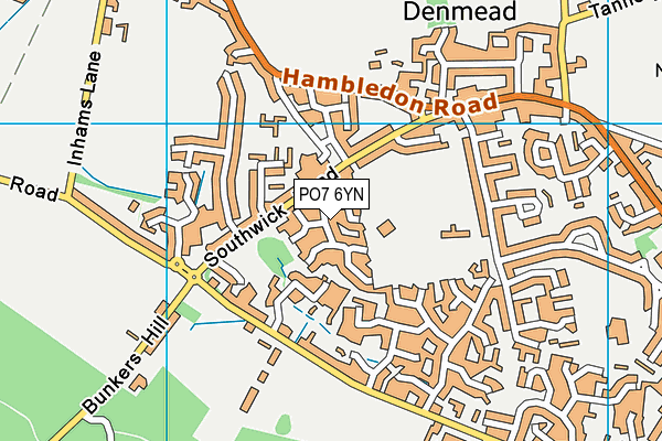 PO7 6YN map - OS VectorMap District (Ordnance Survey)