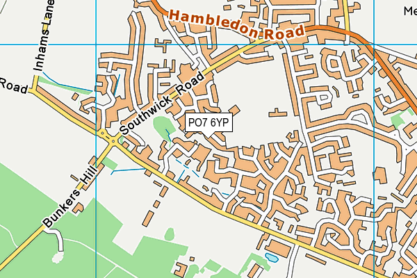 PO7 6YP map - OS VectorMap District (Ordnance Survey)