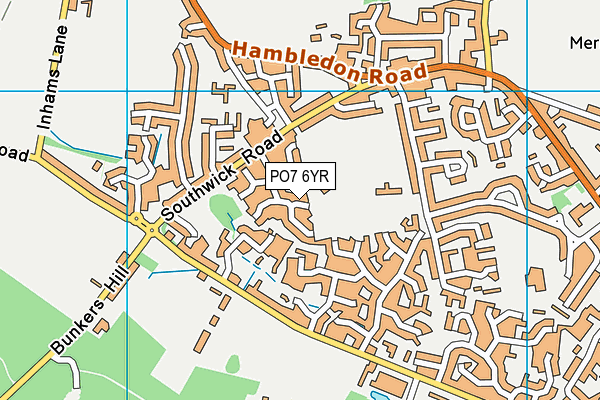 PO7 6YR map - OS VectorMap District (Ordnance Survey)