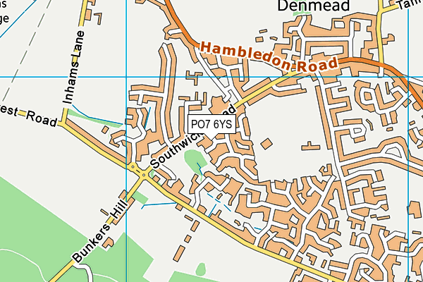 PO7 6YS map - OS VectorMap District (Ordnance Survey)