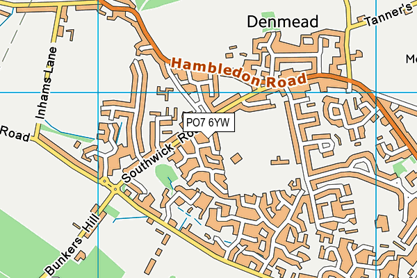PO7 6YW map - OS VectorMap District (Ordnance Survey)