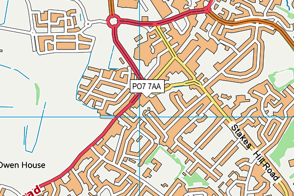 PO7 7AA map - OS VectorMap District (Ordnance Survey)