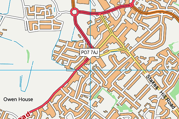 PO7 7AJ map - OS VectorMap District (Ordnance Survey)