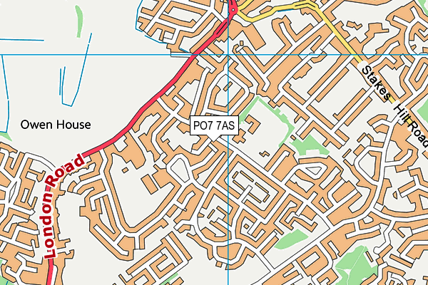 PO7 7AS map - OS VectorMap District (Ordnance Survey)