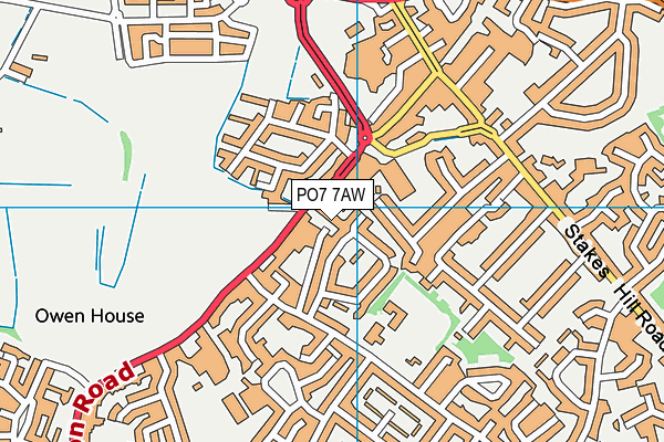 PO7 7AW map - OS VectorMap District (Ordnance Survey)
