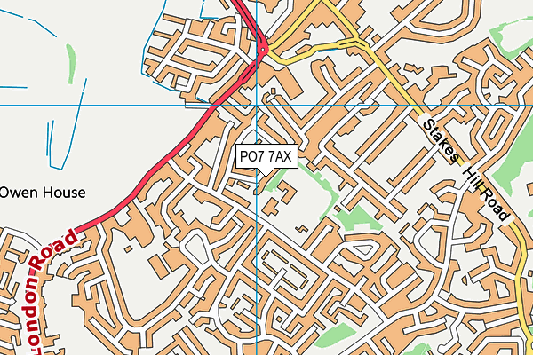 PO7 7AX map - OS VectorMap District (Ordnance Survey)