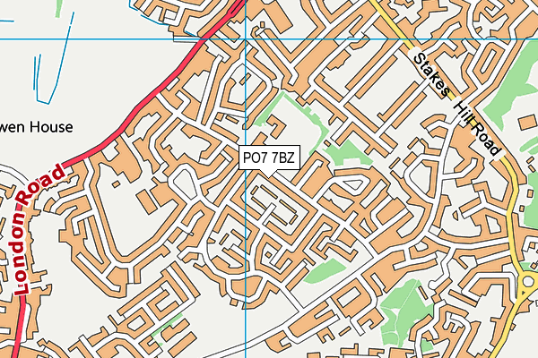 PO7 7BZ map - OS VectorMap District (Ordnance Survey)