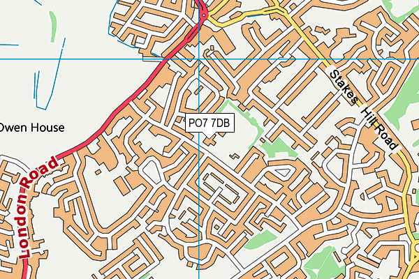 PO7 7DB map - OS VectorMap District (Ordnance Survey)