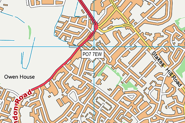 PO7 7EW map - OS VectorMap District (Ordnance Survey)