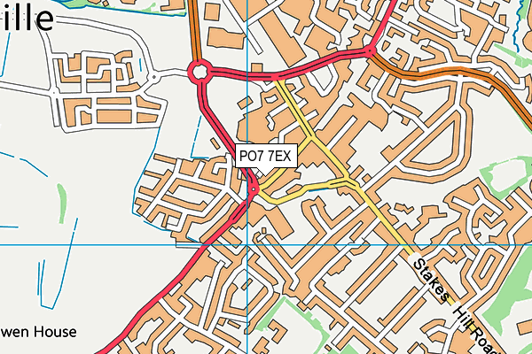 PO7 7EX map - OS VectorMap District (Ordnance Survey)