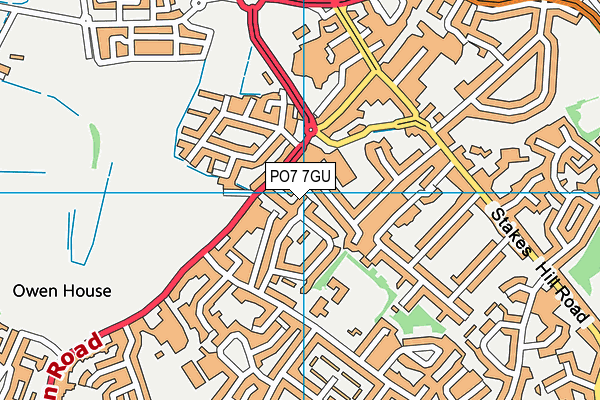 PO7 7GU map - OS VectorMap District (Ordnance Survey)