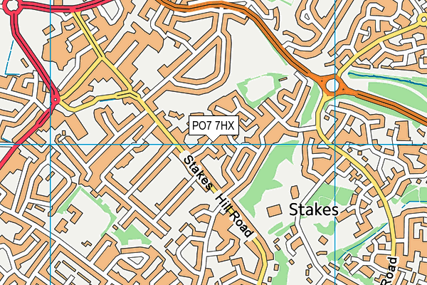 PO7 7HX map - OS VectorMap District (Ordnance Survey)