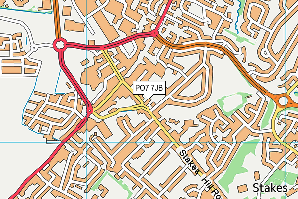 PO7 7JB map - OS VectorMap District (Ordnance Survey)