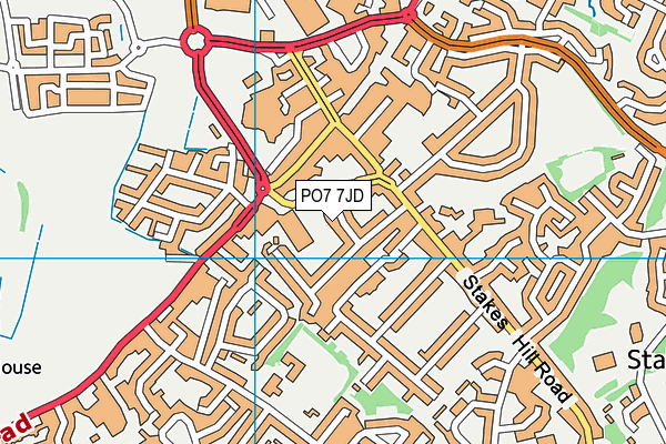PO7 7JD map - OS VectorMap District (Ordnance Survey)