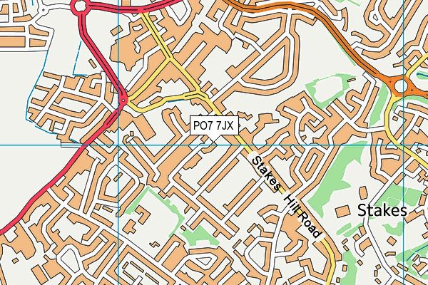 PO7 7JX map - OS VectorMap District (Ordnance Survey)