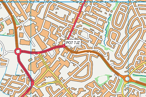 PO7 7JZ map - OS VectorMap District (Ordnance Survey)