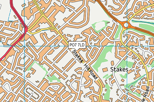 PO7 7LD map - OS VectorMap District (Ordnance Survey)