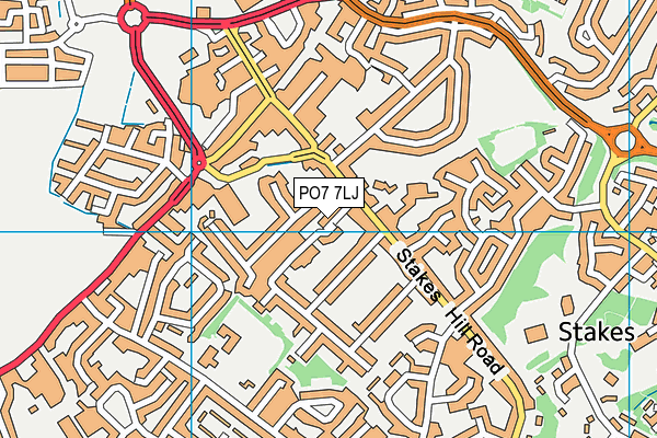 PO7 7LJ map - OS VectorMap District (Ordnance Survey)