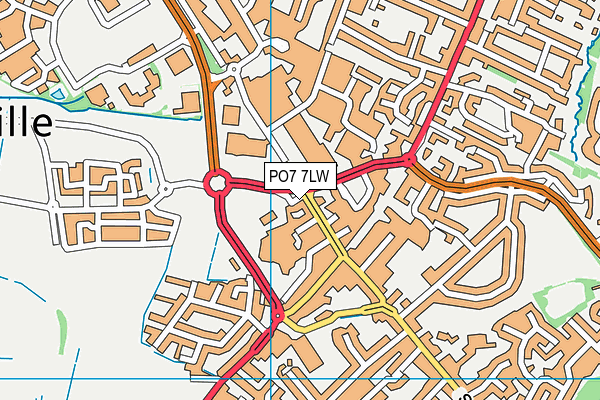 PO7 7LW map - OS VectorMap District (Ordnance Survey)