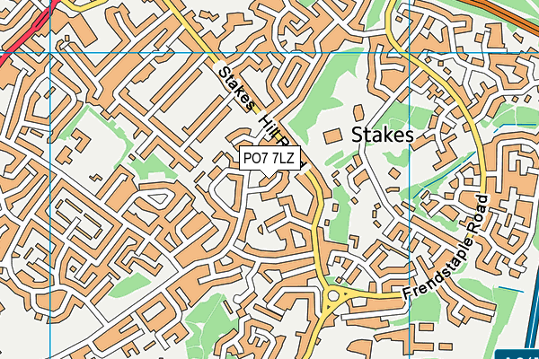 PO7 7LZ map - OS VectorMap District (Ordnance Survey)