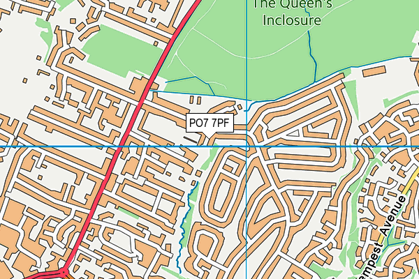 PO7 7PF map - OS VectorMap District (Ordnance Survey)