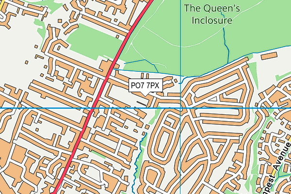 PO7 7PX map - OS VectorMap District (Ordnance Survey)