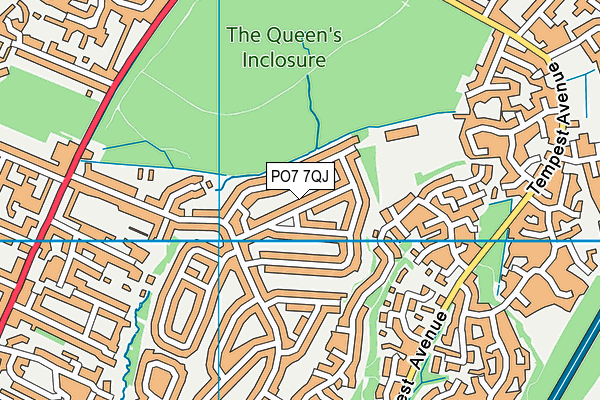 PO7 7QJ map - OS VectorMap District (Ordnance Survey)
