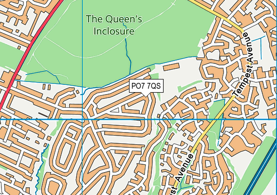 PO7 7QS map - OS VectorMap District (Ordnance Survey)