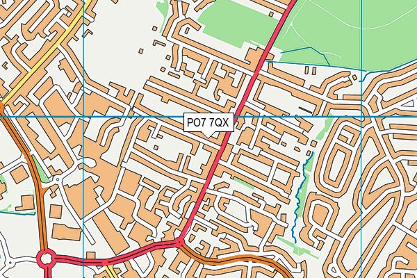 PO7 7QX map - OS VectorMap District (Ordnance Survey)