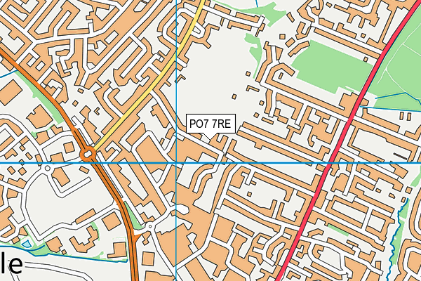 PO7 7RE map - OS VectorMap District (Ordnance Survey)