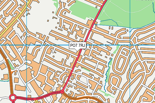 PO7 7RJ map - OS VectorMap District (Ordnance Survey)