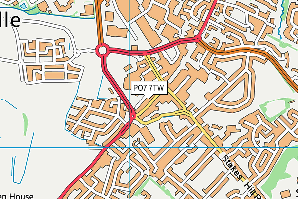 PO7 7TW map - OS VectorMap District (Ordnance Survey)
