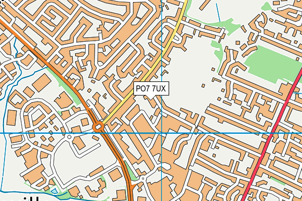 PO7 7UX map - OS VectorMap District (Ordnance Survey)