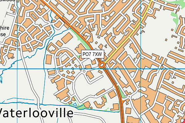 PO7 7XW map - OS VectorMap District (Ordnance Survey)