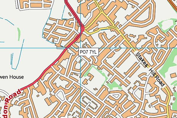 PO7 7YL map - OS VectorMap District (Ordnance Survey)