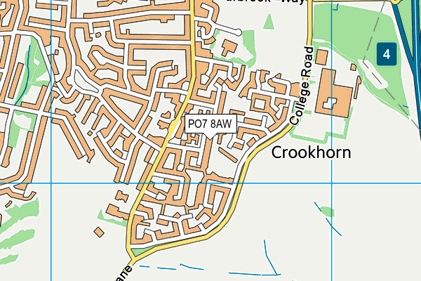 PO7 8AW map - OS VectorMap District (Ordnance Survey)