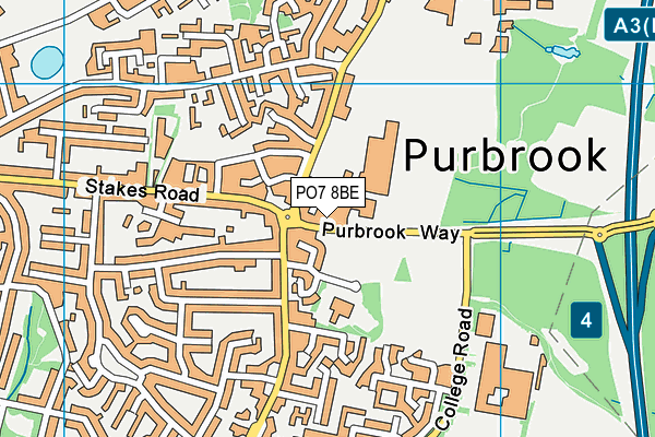 PO7 8BE map - OS VectorMap District (Ordnance Survey)