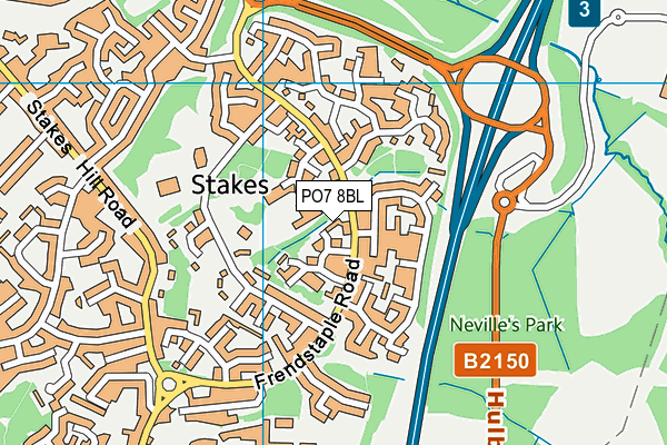 PO7 8BL map - OS VectorMap District (Ordnance Survey)