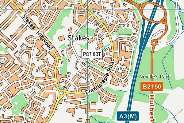 PO7 8BT map - OS VectorMap District (Ordnance Survey)