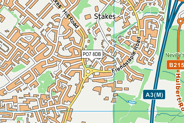 PO7 8DB map - OS VectorMap District (Ordnance Survey)