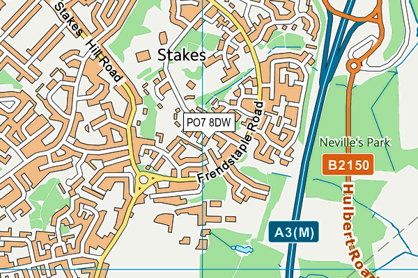 PO7 8DW map - OS VectorMap District (Ordnance Survey)