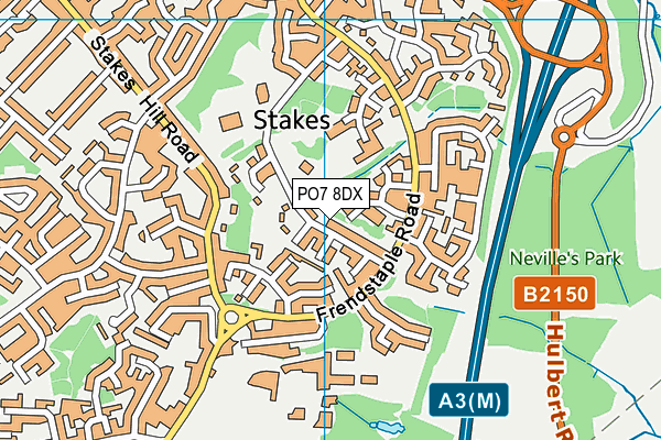 PO7 8DX map - OS VectorMap District (Ordnance Survey)