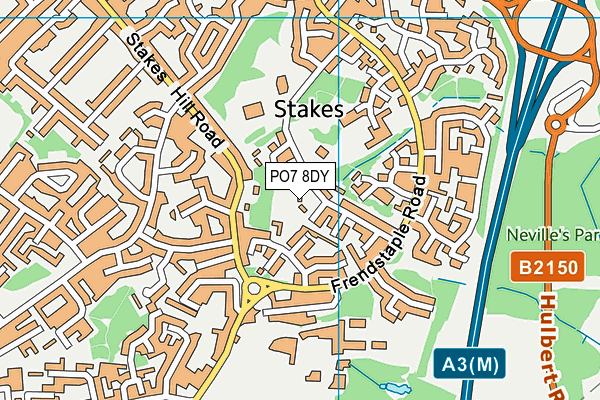 PO7 8DY map - OS VectorMap District (Ordnance Survey)