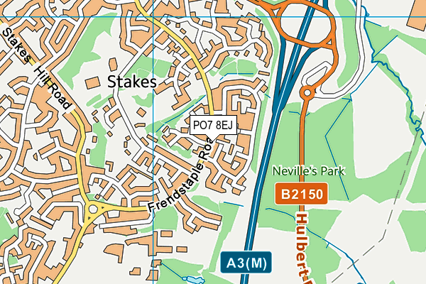 PO7 8EJ map - OS VectorMap District (Ordnance Survey)