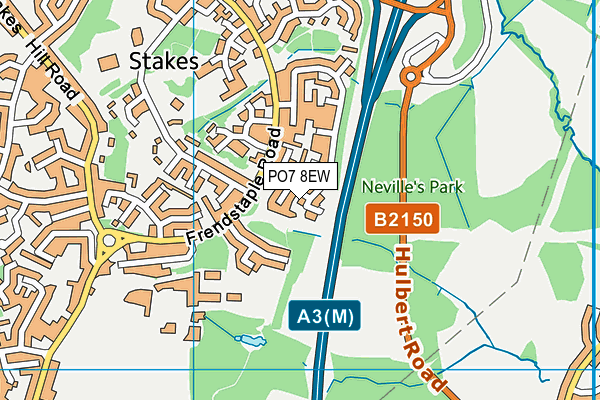 PO7 8EW map - OS VectorMap District (Ordnance Survey)